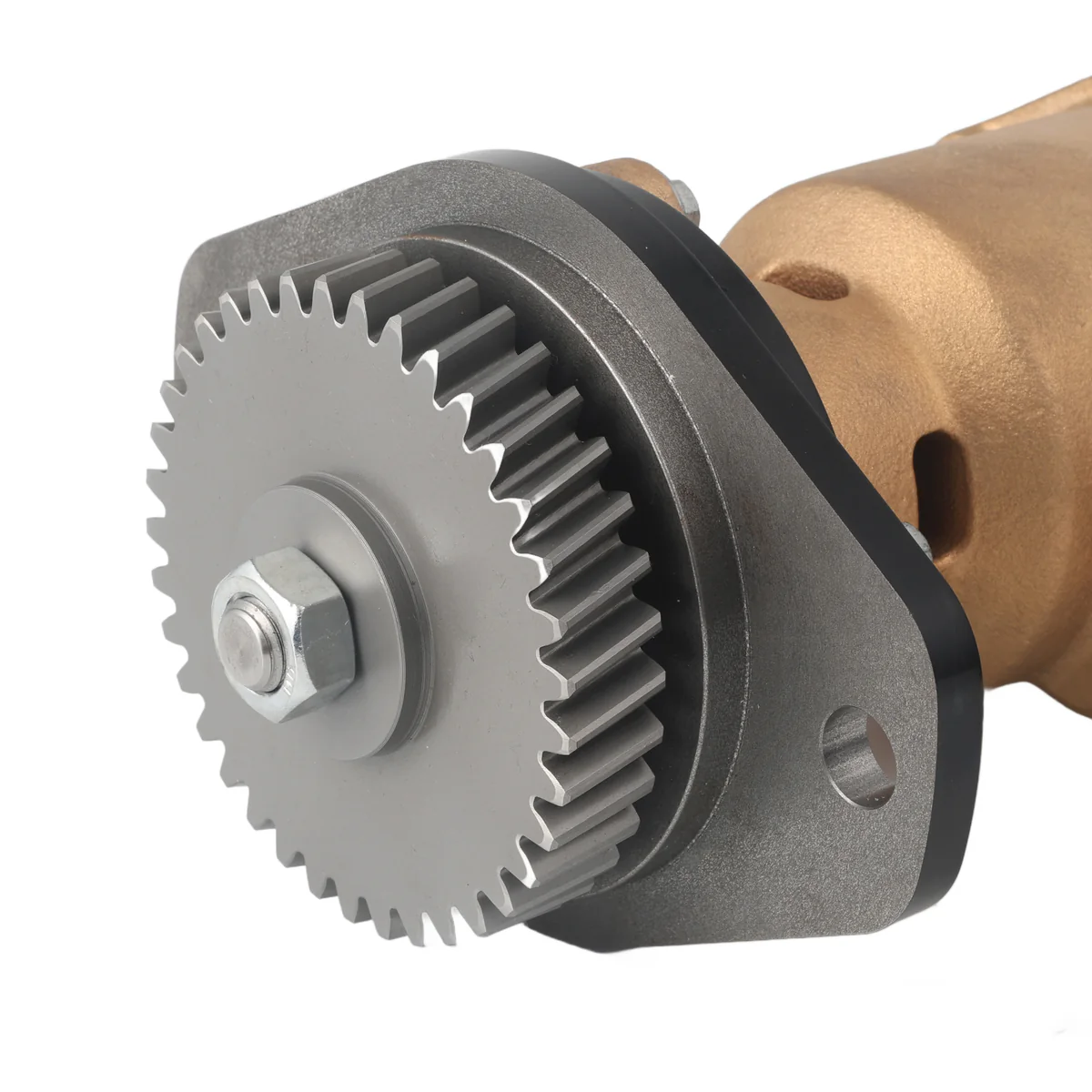 Close view of a seawater pump drive gear